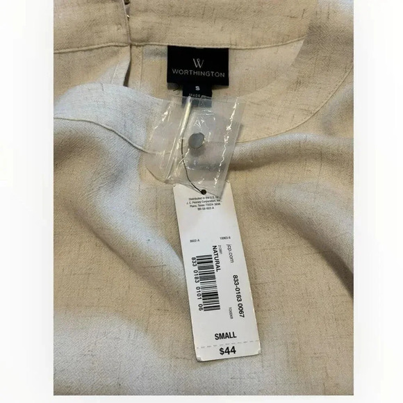 NEW Worthington Women’s Small Tan Linen Blend Balloon Sleeve Crewneck Top NWT - Picture 4 of 7